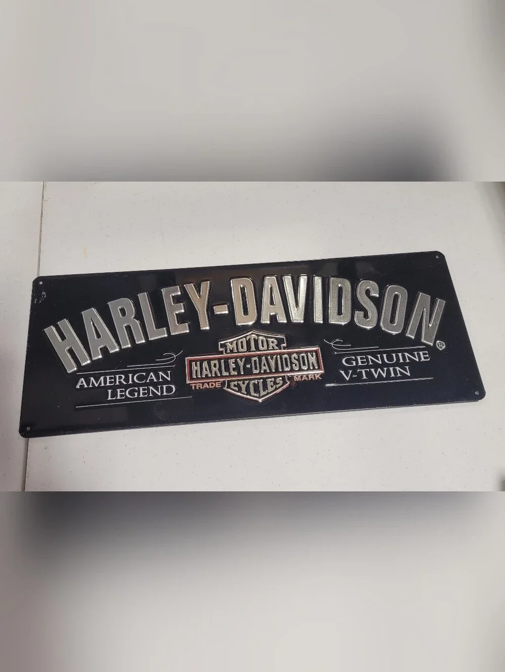 Harley-Davidson Black & Silver Embossed Metal Wall Plaque